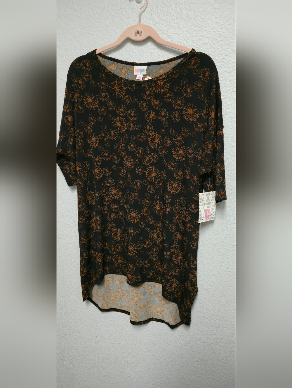 LuLaRoe Black with Rust Floral Irma Tunic